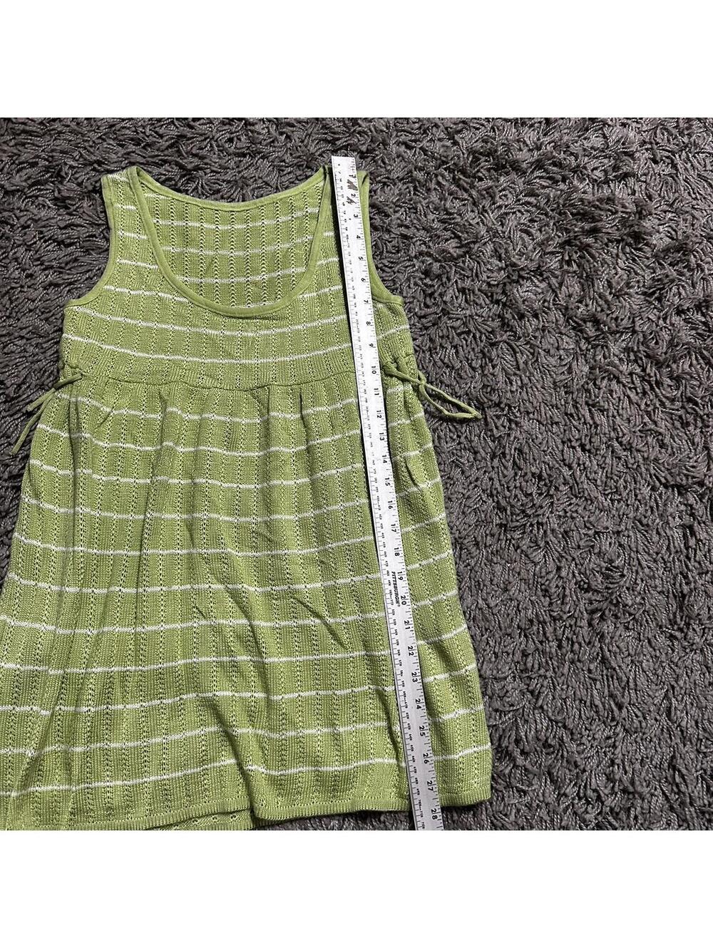 Y2K Vintage Knit Light Green Stripped Baby Doll Dress Size S - Picture 4 of 6